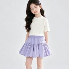 批发小清新童装<b class='q'>儿童</b>2026夏季高级女童短款花苞裙休闲学生中大童裙子