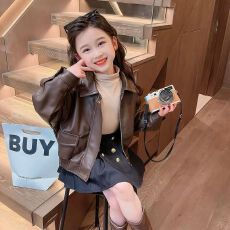 女童网红春秋酷帅皮衣外套儿童洋气秋装2026新款时髦夏季炸街上衣