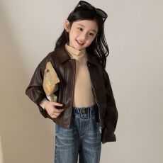 女童网红春秋酷帅皮衣外套儿童洋气秋装2026新款时髦秋季炸街上衣