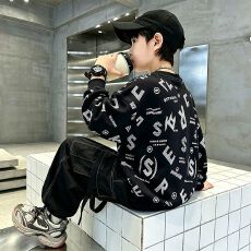 批发儿童男童卫衣秋冬款2026新款秋装帅气时髦上衣中大童男孩炸街痞帅