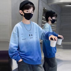 批发男童圆领渐变色卫衣2026新款秋冬季长袖打底衫中大童宽松百搭上衣