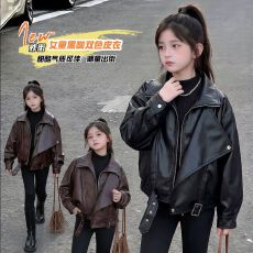 女童秋冬2026新款双层领防风抗寒时尚潮流外套显瘦百搭酷中大童