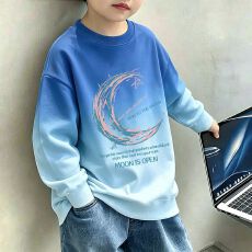 中大童薄款男童春秋秋冬装上衣卫衣加绒新款百搭圆领儿童打底衫