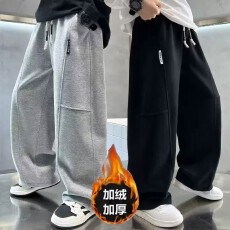 批发男童卫<b class='q'>裤</b>春秋新款中大童直筒弯刀<b class='q'>裤</b><b class='q'>儿童</b>冬装加绒保暖休闲运动<b class='q'>裤</b>潮