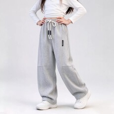 批发女童加绒弯刀裤秋冬2026新款洋气直筒裤中大儿童装冬季宽松阔腿裤