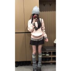 批发秋冬温柔系穿搭女2025新款慵懒套头毛衣叠穿<b class='q'>衬衫</b>百搭短裙三件套装