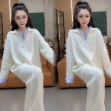 批发欧货高端假两件拼接针织衫女2025<b class='q'>秋</b>冬新款内搭上衣宽松显瘦阔腿裤