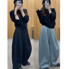 批发流行一整套2025秋冬新款时尚<b class='q'>气质</b>慵懒风百搭宽松毛衣<b class='q'>裤</b>子两件套