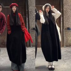 批发圣诞节穿搭2025年秋冬新款韩系百搭针织上衣无袖背心<b class='q'>连衣裙</b><b class='q'>两件套</b>