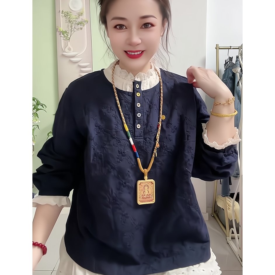 올해 인기 착용 가져 가라. 여성 의류 패션 2026 새로운 디자인 센스 슬림해 보이는 다용도 외국 가스 패치워크 루즈핏 맨위