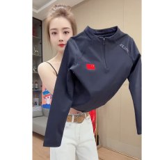 批发2026春季新款时尚休闲运动半拉链长袖T恤女中式户外国风潮流<b class='q'>卫衣</b>