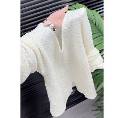 批发时尚气质穿搭女减龄2026春季新款设计感<b class='q'>圆领</b>洋气减龄毛衣长袖上衣