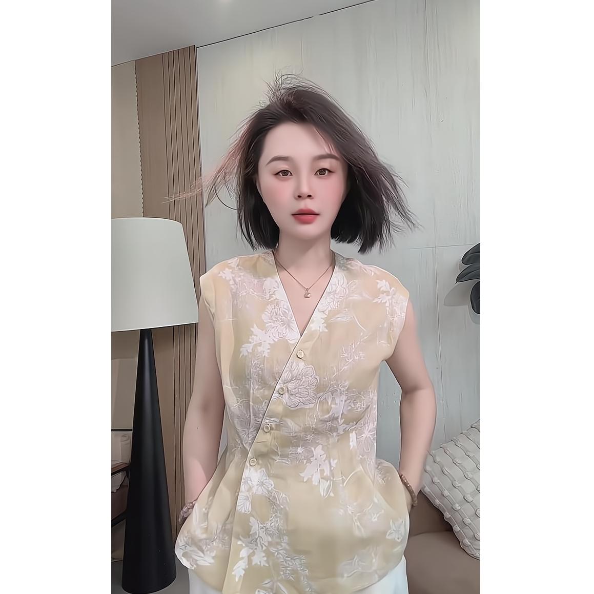 올해 인기 여름 새로운 새로운 중식 바람 루즈핏 민소매 여성 셔츠 패션 품격 다용도 맨위
