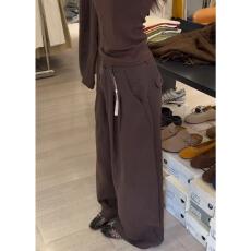 批发咖色压褶垂坠感<b class='q'>西装</b>裤女夏天2026新款慵懒风超好看显瘦宽松阔腿裤