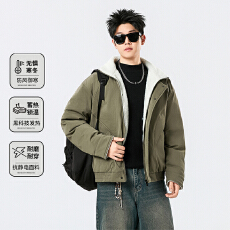 批发新款<b class='q'>男士</b>复古秋冬羊羔绒领羽绒棉青年保暖百搭翻领品质<b class='q'>休闲</b>棉夹克