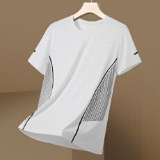 批发2026夏季冰丝速干新款百搭休闲运动户外短袖T恤男