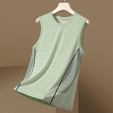 批发2026夏季冰丝速干新款百搭休闲运动户外背心T恤男