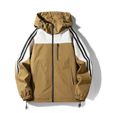 批发跨境两条杠冲锋衣外套情侣款防水夹克男士连帽户外登山冲锋衣