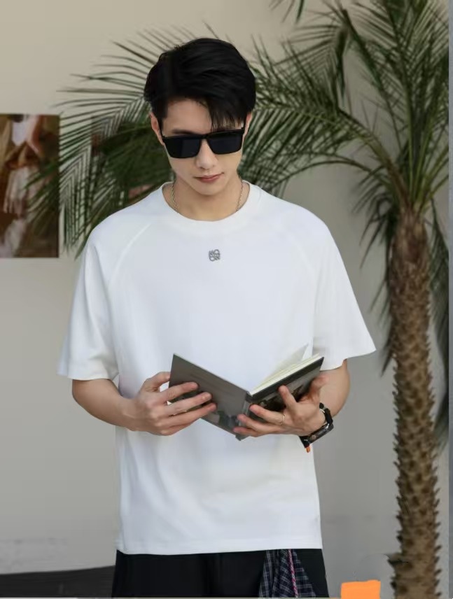 개체 높은 품질 티셔츠 남자 여름 새로운 청소년 잘 생긴 트렌드 라운드 넥 반팔 순면 루즈핏 맨위 티셔츠