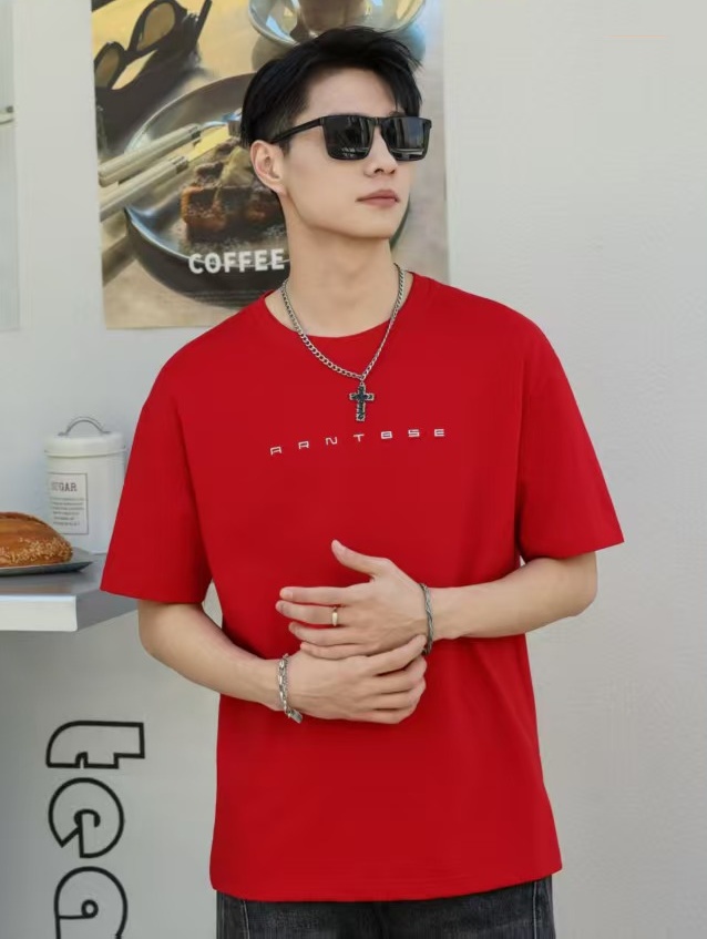 개체 높은 품질 티셔츠 남자 여름 새로운 청소년 잘 생긴 트렌드 라운드 넥 반팔 순면 루즈핏 맨위 티셔츠