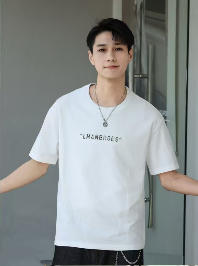 개체 높은 품질 티셔츠 남자 여름 새로운 청소년 잘 생긴 트렌드 라운드 넥 반팔 순면 루즈핏 맨위 티셔츠