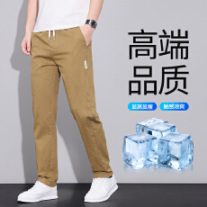 批发夏季棉质修身潮流百搭直筒<b class='q'>休闲</b>裤新款商务<b class='q'>男</b>士弹力松紧腰抽绳<b class='q'>长裤</b>