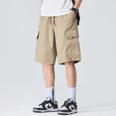 批发天丝莱赛尔休闲工装裤美式户外<b class='q'>男</b>士夏季冰感中裤宽松直筒五分<b class='q'>短裤</b>