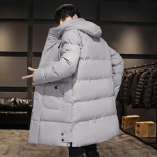 跨境秋冬中长款棉衣男大码韩版修身连帽棉服加厚保暖外套户外风衣