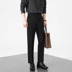 批发男2026秋冬厚款潮流休闲小西裤宽松垂坠感休闲裤韩版休闲九分长裤