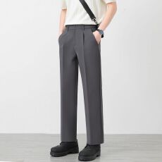 批发跨境九分裤宽松直筒裤男士秋冬新款男士西装裤潮流百搭休闲裤长裤