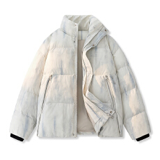 扎染棉服男女情侣款立领面包服外套加厚保暖棉袄子大码棉衣冬季潮