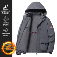 批发秋冬男新款加绒棉服防风防水保暖夹克多口袋大码M-8XL工装男外套