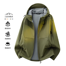 批发秋冬薄绒软壳冲锋衣情侣连帽户外登山服防风夹克跨境大码5XL<b class='q'>外套</b>