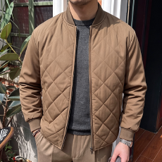 2026冬季跨境男士棉衣亚马逊3D菱格绗缝夹棉外套休闲棒球领棉服男