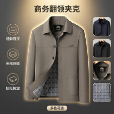 秋冬新款中老年爸爸装夹棉夹克男士跨境商务休闲西服外套通勤外搭