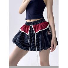 批发今年流行字母刺绣木耳边半身裙女2025夏季新款辣妹学院风花苞裙