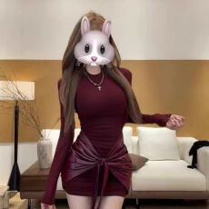 批发冬季法式气质红色打底<b class='q'>连衣裙</b>女绝美巨好看轻熟御姐<b class='q'>修身</b>包臀短裙潮