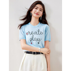 批发实拍温柔系气质女装短袖上衣2026年夏季新款套头圆领<b class='q'>T</b><b class='q'>恤</b>针织衫