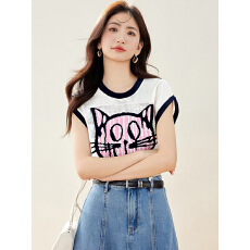 批发实拍冰丝针织衫短袖<b class='q'>T</b><b class='q'>恤</b>薄款夏季2026新款小格子宽松上衣