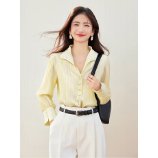 批发实拍肌理感小翻领<b class='q'>衬衫</b>女2025秋款复古V领纽扣长袖<b class='q'>衬衫</b>小众设计感