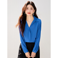 批发克莱因蓝色衬衫女长袖春季2026新款设计感小众法式衬衫