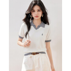 批发学院风粉色假两件短袖针织衫2026夏季新款洋气减龄超好看韩系上衣