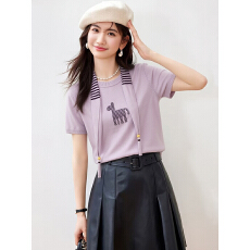 批发2026夏季新款韩系软糯舒适简约卡通小马针织+丝巾