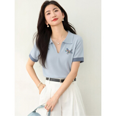 批发夏季新款<b class='q'>大码</b>胖MM女装短袖针织衫高级感独特气质半袖打底薄款上衣