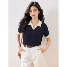 批发假两件麻花纹冰丝针织衫女欧洲站2026<b class='q'>春</b>装新款欧货女装打底小衫潮