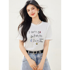 批发2026<b class='q'>春</b>夏新款卡通印花字母短袖T恤女圆领百搭针织衫上衣女