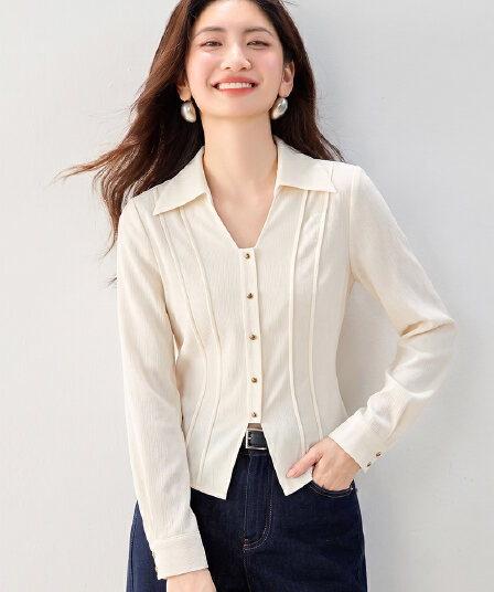실사 2026 가을 부드러운 품격 더블 칼라 인어 선 자르기 슬림해 보이는 루즈핏 맨위