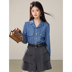 批发实拍◆高品质◆2026秋款复古宫廷风牛仔<b class='q'>衬衫</b>女<b class='q'>长袖</b>小众别致上衣