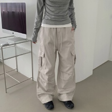 批发现有货 大码女装 韩国chic秋季复古工装宽松高腰休闲百搭阔腿裤
