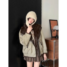 批发一衣多穿2025新款派克两面穿兔皮毛一体翻领设计感海宁皮草短外套